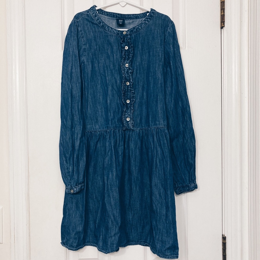 Gap Kids • Chambray Long Sleeve Dress Girls Size L Regular EUC